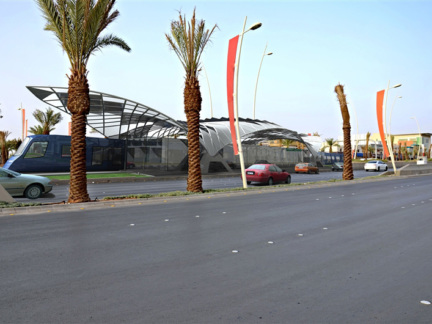 A ground level metro station