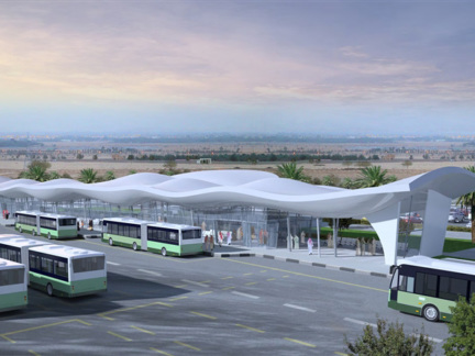Public parking areas and bus station