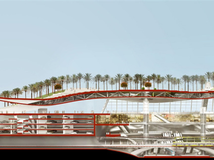 Olaya Metro Station topped by a green oasis
