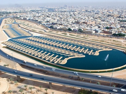 King Salman Bin Abdulaziz, former Riyadh Gov. and former chairman of the High Commission for the Development of Arriyadh, inaugurates the Wadi Hanifa Rehabilitation Project